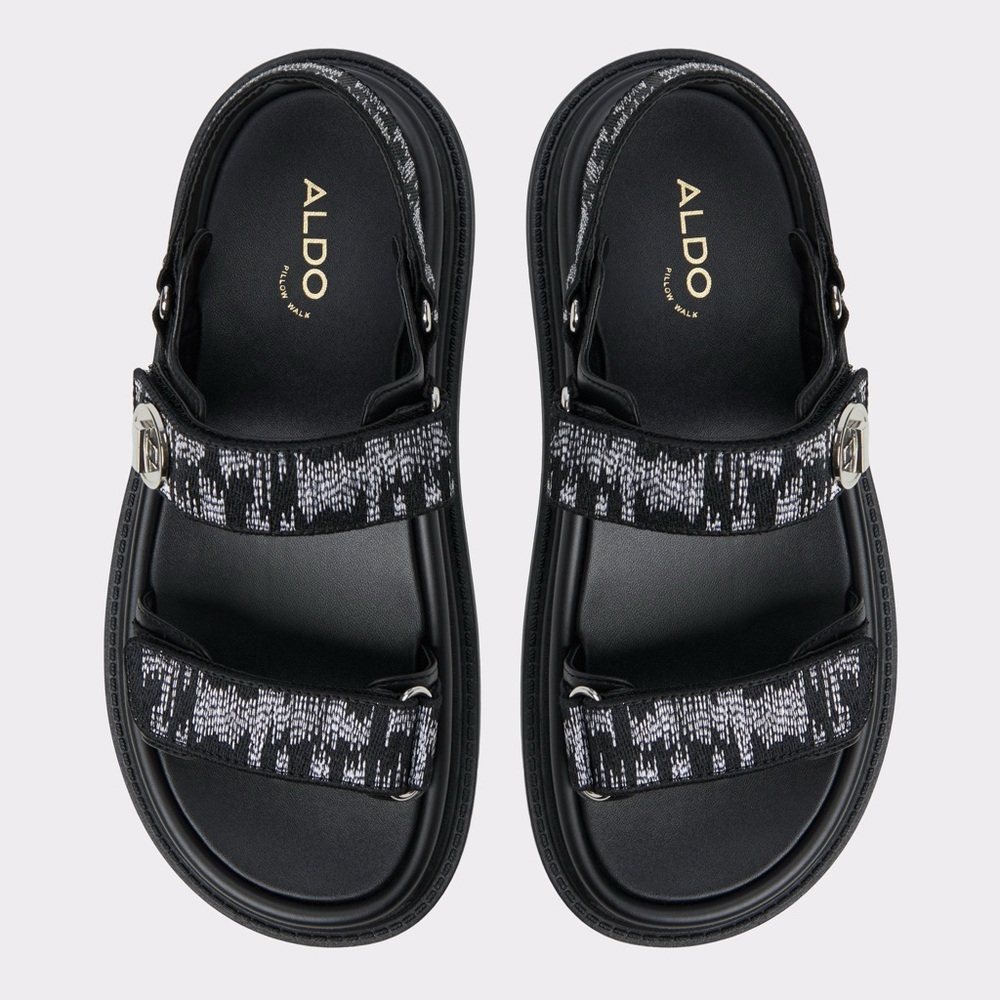 NWOT • ALDO • Linette Pillow Walk Footbed Sandals • 🖤 Black Combo 🖤• Size 8.5